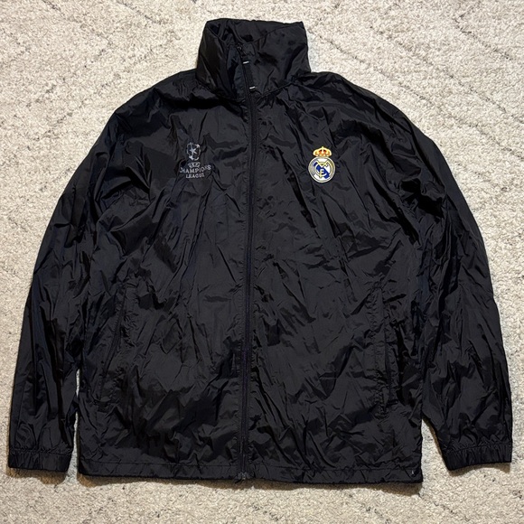 Black Real Madrid UEFA Champions League Size M Windbreaker Jacket - Picture 1 of 11